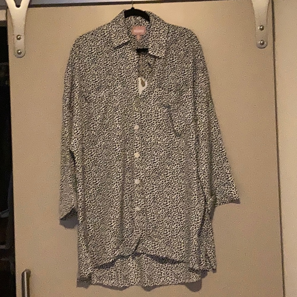 John’s button down - white cheetah - Medium